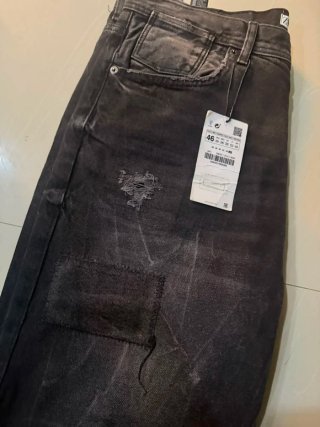 Pantalón Jeans Hombre Talla 38 Gris Roto