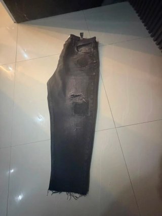Pantalón Jeans Hombre Talla 38 Gris Roto