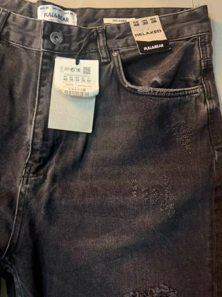 Pantalón Jeans Hombre Talla 38 Gris Roto