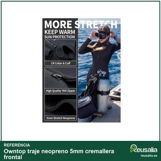 Owntop traje neopreno 5mm cremallera frontal