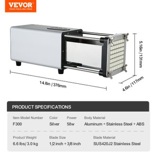 VEVOR cortadora eléctrica patatas acero inoxidable