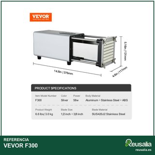 VEVOR cortadora eléctrica patatas acero inoxidable