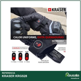 KRASER KRGS28 guantes moto calefactables invierno