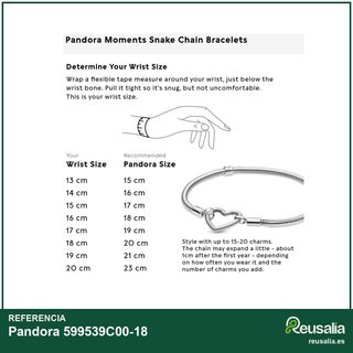 Pandora 599539C00-18 pulsera plata ley cadena