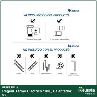 Regent - Termo Eléctrico 100L, Calentador de