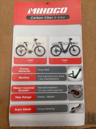Bicicleta Eléctrica MIHOGO Air Carbono