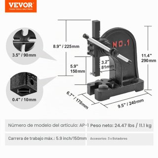 VEVOR prensa de eje manual 1 tonelada
