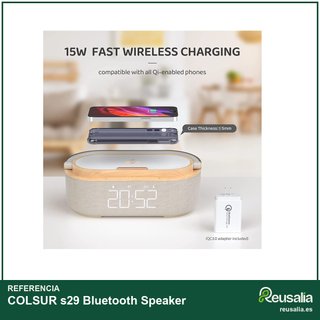 COLSUR radio despertador digital carga inalámbrica