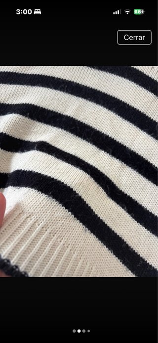 Jersey corto de rayas beige y negro