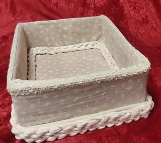 Caja decorativa artesanal tela y madera
