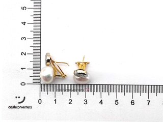 pendientes oro 18k con piedra con circonita,perla