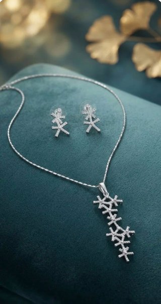 Conjunto plata collar y pendientes