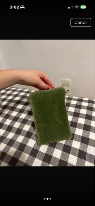 Bolso Terciopelo Verde Sin Cadena