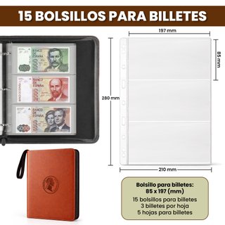 Álbum monedas 400 bolsillos + 15 billetes