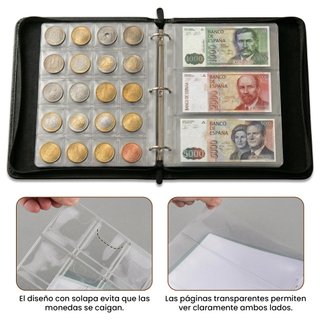 Álbum monedas 400 bolsillos + 15 billetes