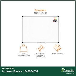 Amazon Basics pizarra blanca magnética 120x90