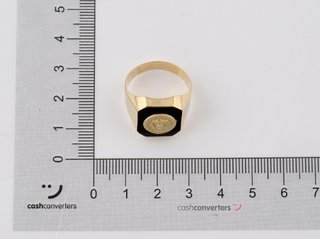 sello oro 18k con piedra con onix