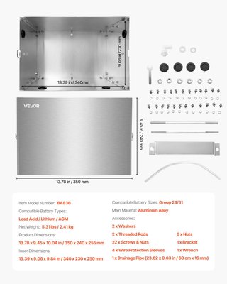VEVOR caja batería aluminio grupo 24/31