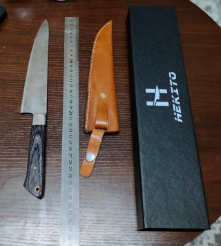 Cuchillo Chef Damasco y Madera + Funda + Caja