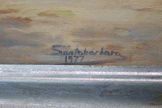 Binibeca, Menorca. Óleo sobre lienzo firmado “Santabarbara” 1977.