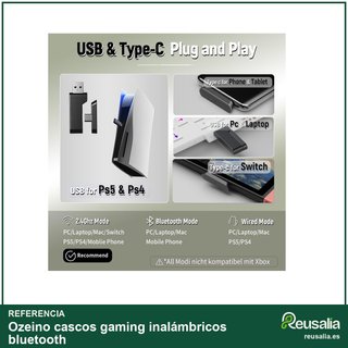 Ozeino cascos gaming inalámbricos bluetooth