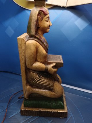 Lámpara figura egipcia , Hollywood, años 70, 80 cm.