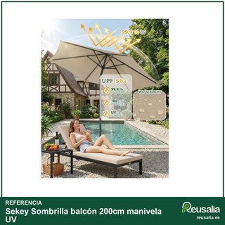 Sekey Sombrilla balcón 200cm manivela UV
