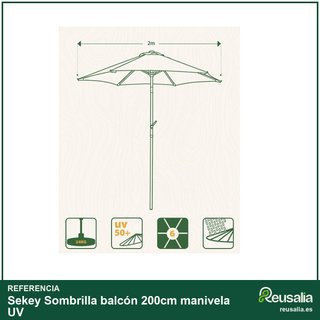 Sekey Sombrilla balcón 200cm manivela UV