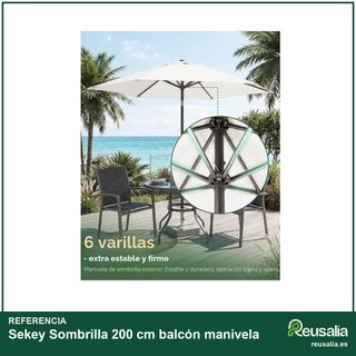 Sekey Sombrilla 200 cm balcón manivela