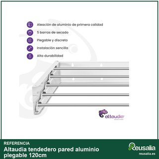 Altaudia tendedero pared aluminio plegable 120cm
