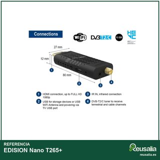 EDISION Nano T265+ receptor HDMI TDT Full HD USB