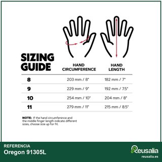 Oregon 91305L guantes motosierra anticorte talla L