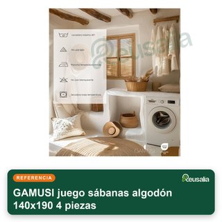 GAMUSI juego sábanas algodón 140x190 4 piezas