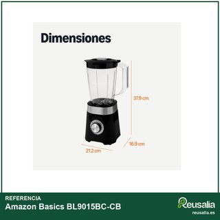 Amazon Basics licuadora 600W jarra 1.5L negra
