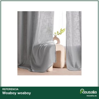 Woaboy cortinas lino ojales 140x175cm gris