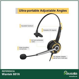 Wantek 681N Auriculares con micrófono y