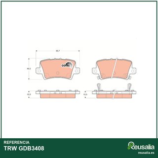 TRW GDB3408 pastillas freno trasero avisador