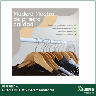 PORTENTUM set 20 perchas madera natural