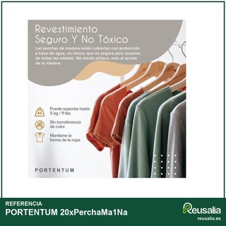 PORTENTUM set 20 perchas madera natural