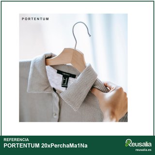 PORTENTUM set 20 perchas madera natural