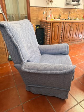 Sillón de tela azul rotatorio 360grd