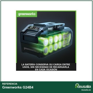 - Greenworks G24B4 Batería 24V 4Ah carga rápida