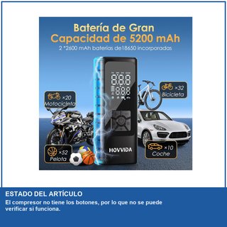 - HOVVIDA compresor portátil inflador ruedas