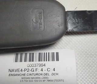 Enganche cinturon 868422s470 nissan navara 37994