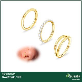 Sweetkiki 3 anillos nariz acero quirúrgico