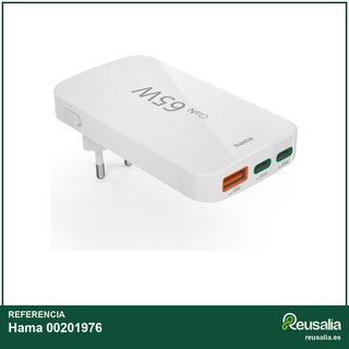 Hama cargador rápido 65W USB-C/A blanco