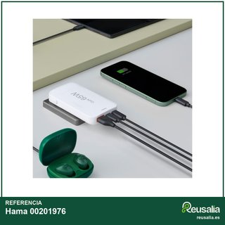 Hama cargador rápido 65W USB-C/A blanco