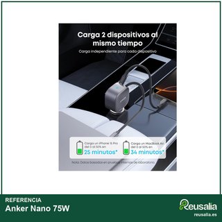 Anker Cargador Coche USB-C 75W compacto