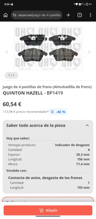 Pastillas Freno Audi A1 A3 8p1 BP1419