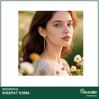 KISSPAT pendientes borla largos oro plata